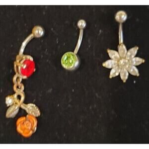 Set Of 3 Navel Belly Button Rings Belly Piecing Jewelry Gift Christmas Birthday